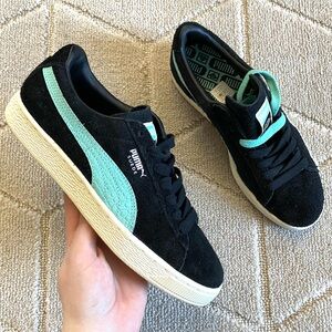 Puma x diamond supply Co. Black & turquoise suede limited edition sneakers shoes